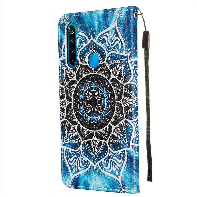 Folio Deksel Til Xiaomi Redmi Note 8 Med Kjede Svart Strappy Mandala