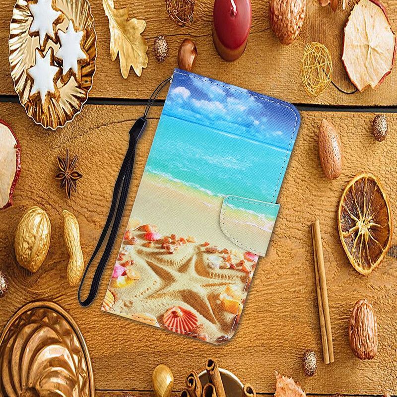 Folio Deksel Til Xiaomi Redmi Note 8 Med Kjede Thong Beach