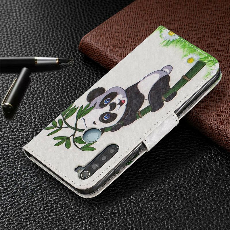 Folio Deksel Til Xiaomi Redmi Note 8 Panda På Bambus