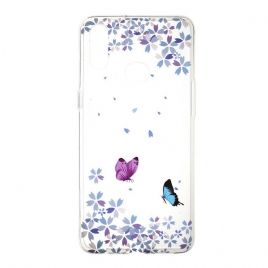Deksel Til Samsung Galaxy A10s Transparente Sommerfugler Og Blomster