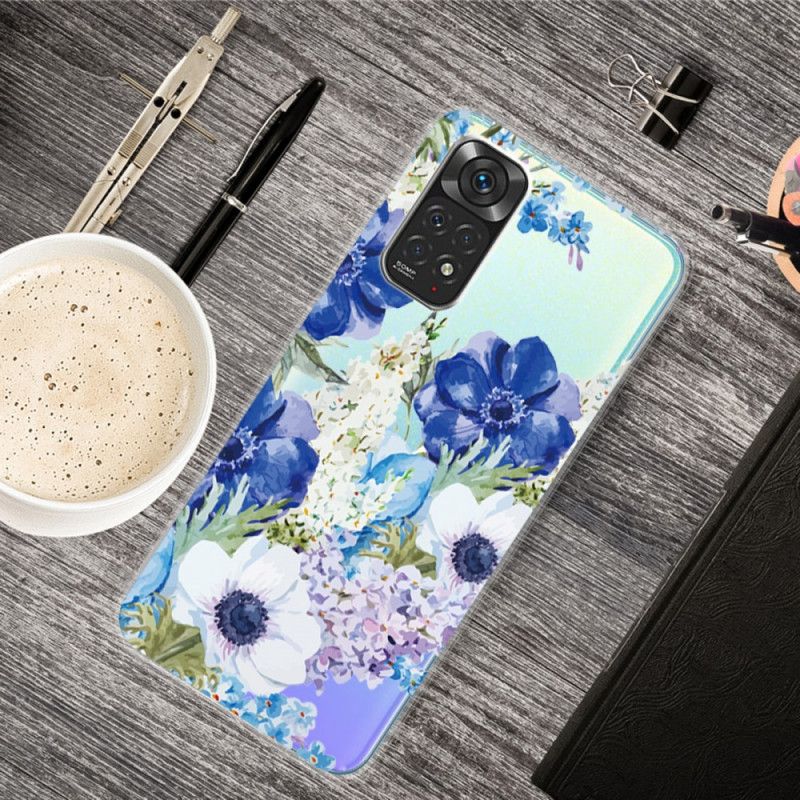 Deksel Til Xiaomi Redmi Note 11 / 11S Akvarell Blå Blomster Sømløs