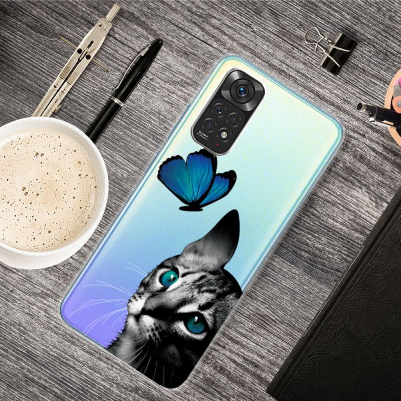 Deksel Til Xiaomi Redmi Note 11 / 11S Katt Og Sommerfugl