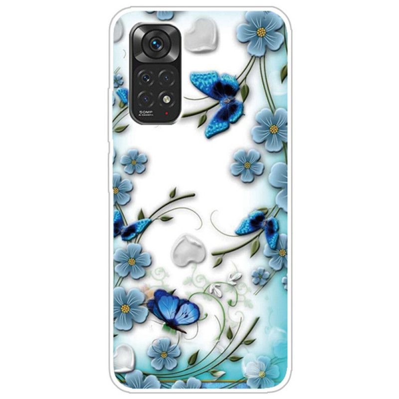 Deksel Til Xiaomi Redmi Note 11 / 11S Transparente Retro Sommerfugler Og Blomster