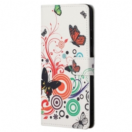 Folio Deksel Til Xiaomi Redmi Note 11 / 11S Sommerfugler Og Blomster