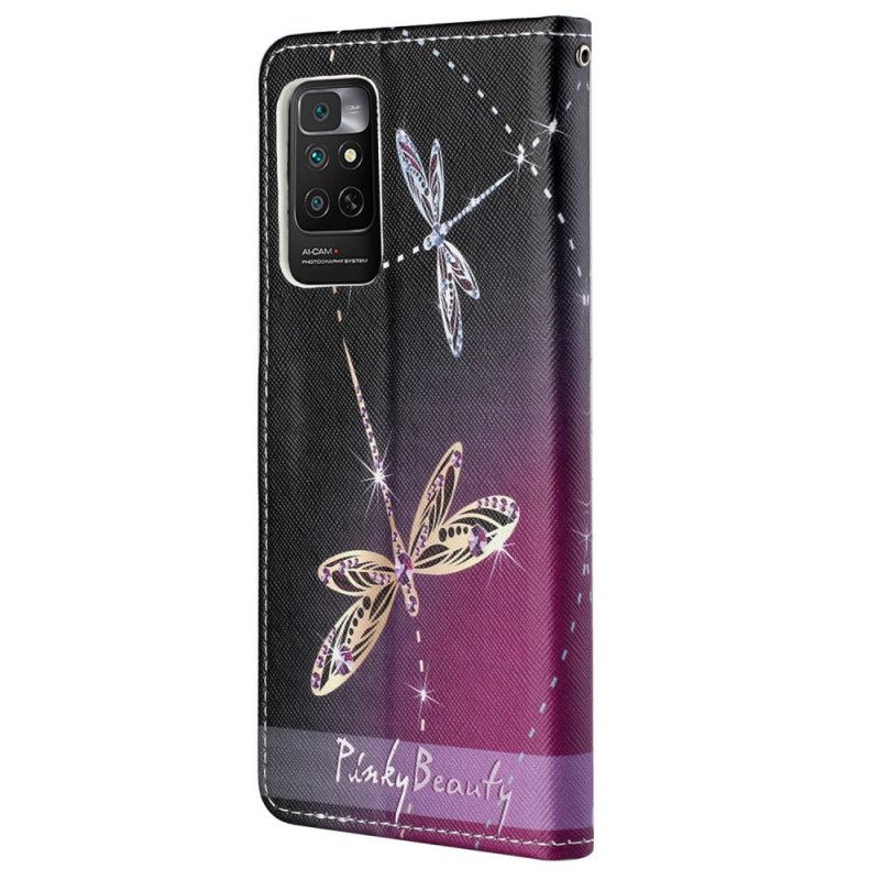 Lærdeksel Til Xiaomi Redmi Note 11 / 11S Med Kjede Thong Dragonflies