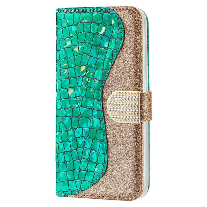 Folio Deksel Til Samsung Galaxy S22 Plus 5G Croc-diamanter