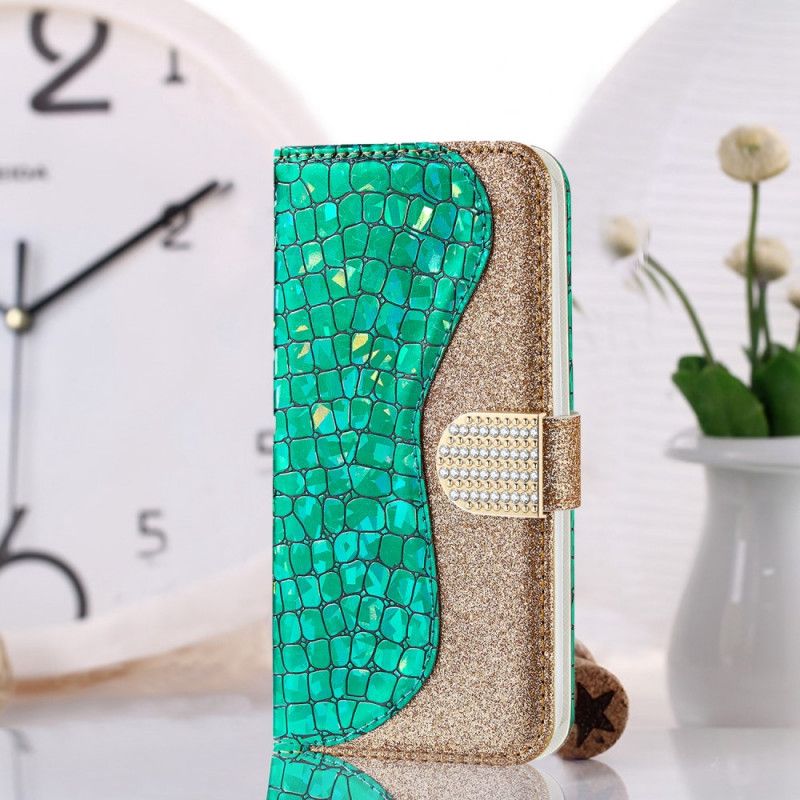 Folio Deksel Til Samsung Galaxy S22 Plus 5G Croc-diamanter