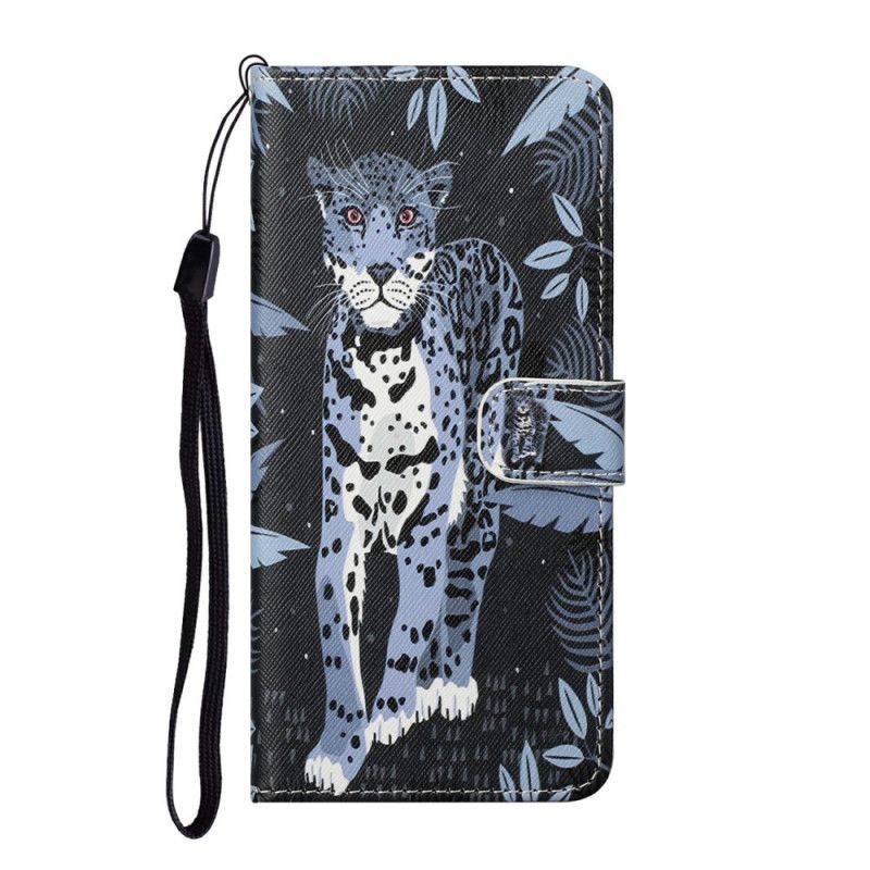 Folio Deksel Til Samsung Galaxy S22 Plus 5G Med Kjede Thong Leopard