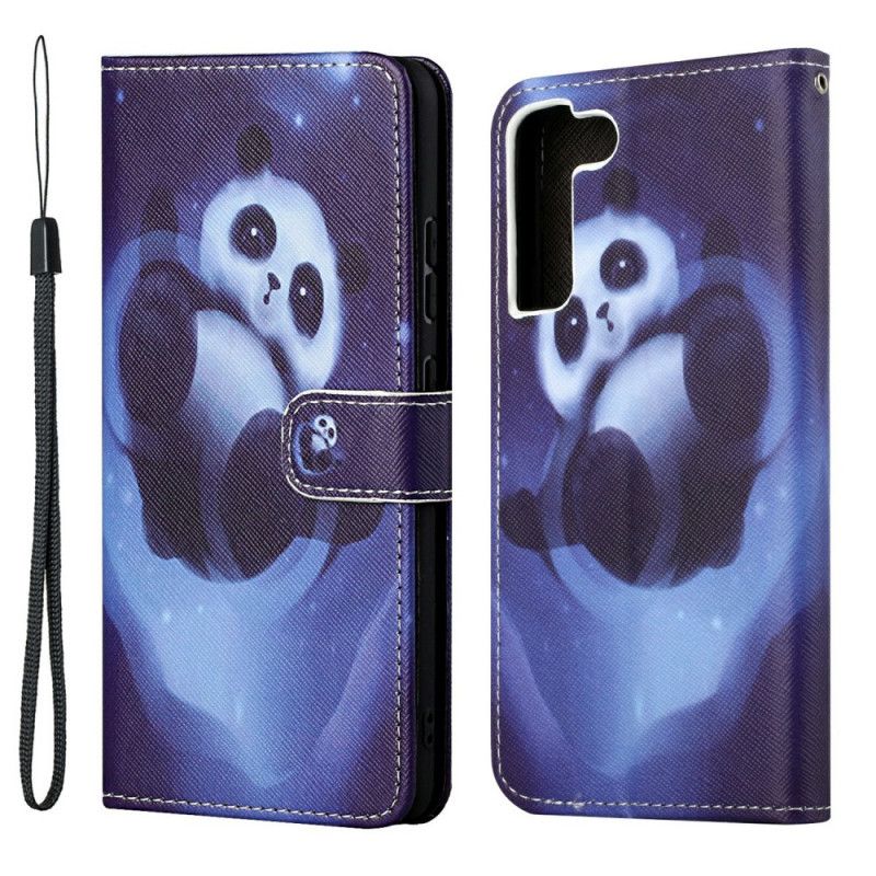 Folio Deksel Til Samsung Galaxy S22 Plus 5G Med Kjede Thong Space Panda