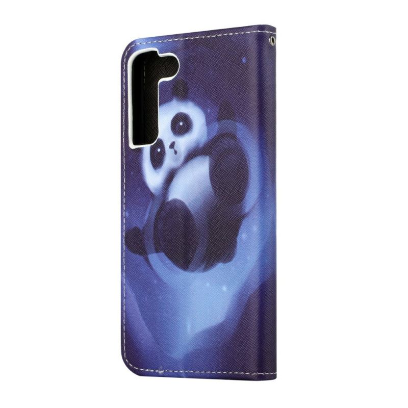 Folio Deksel Til Samsung Galaxy S22 Plus 5G Med Kjede Thong Space Panda