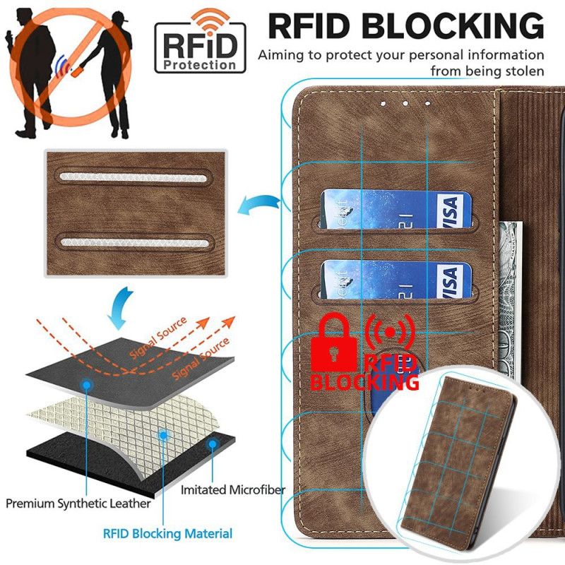 Folio Deksel Til Poco C61 Vintage Lommebok Med Rfid-blokkering