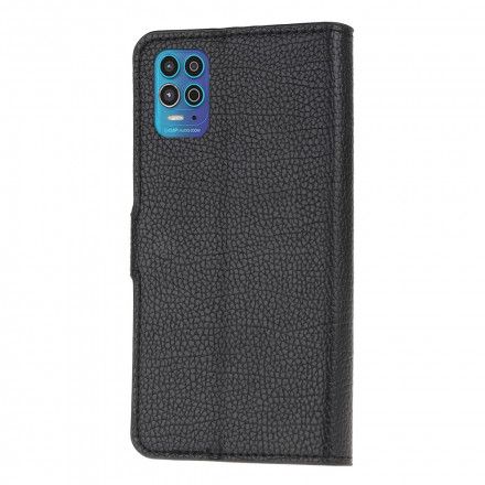 Folio Deksel Til Moto G100 Litchi Grain Leather Effect