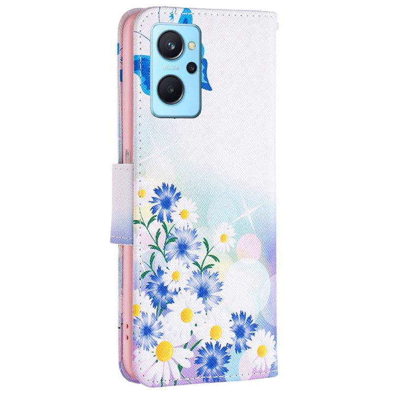 Lærdeksel Til Realme 9i Pastell Sommerfugl Og Blomster