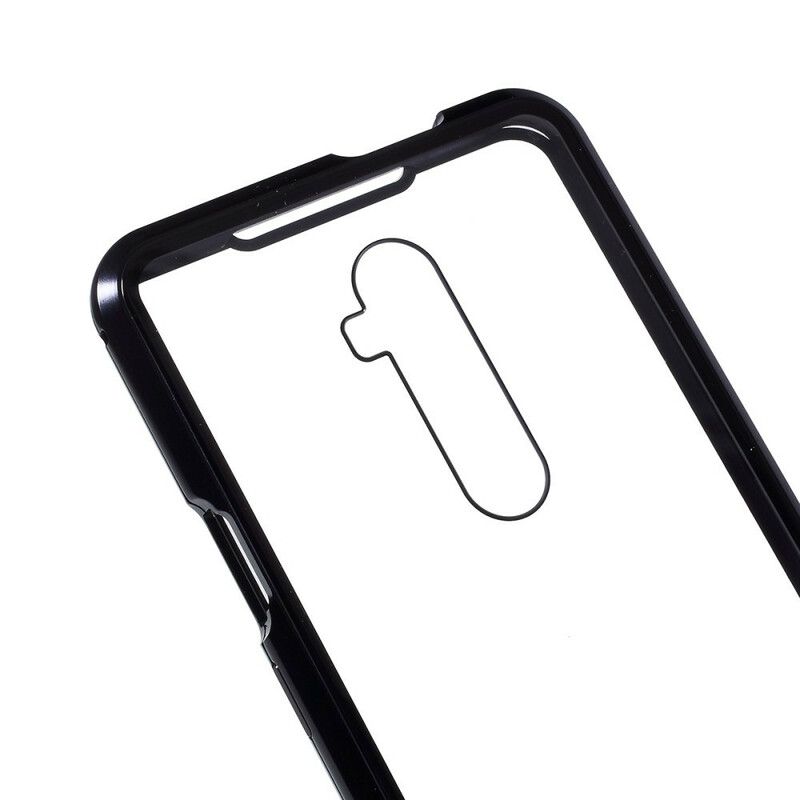 Mobildeksel Til OnePlus 7T Pro Metallkanter Og Herdet Glass