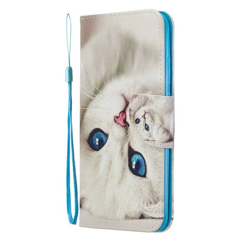 Folio Deksel Til Honor 20 Lite / 20e Med Kjede Thong Blue Eyed Cat