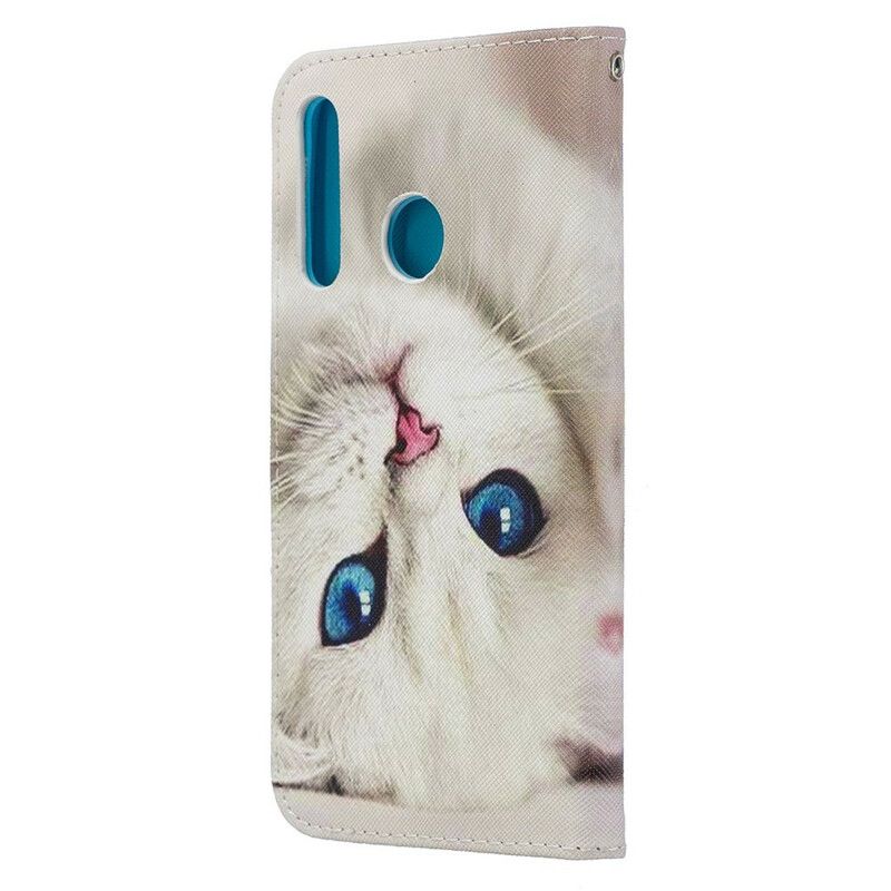 Folio Deksel Til Honor 20 Lite / 20e Med Kjede Thong Blue Eyed Cat