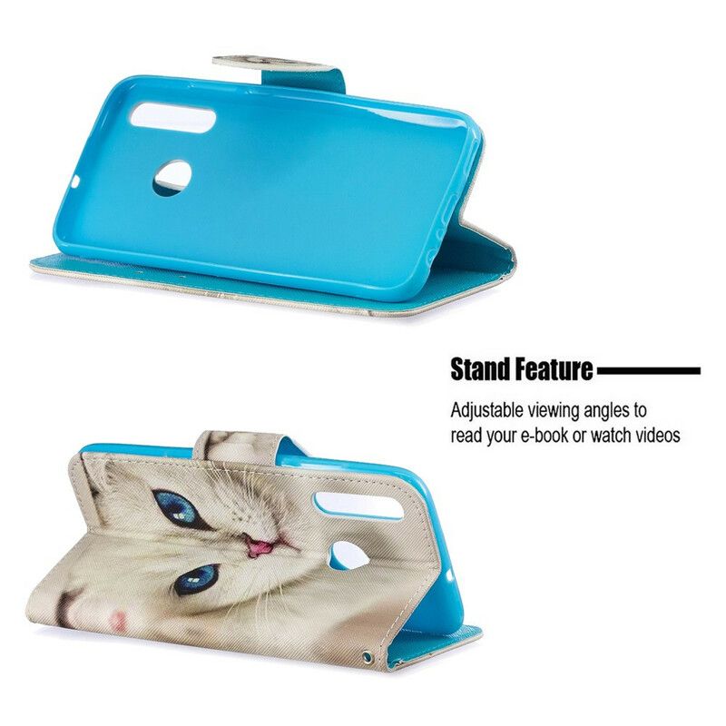 Folio Deksel Til Honor 20 Lite / 20e Med Kjede Thong Blue Eyed Cat