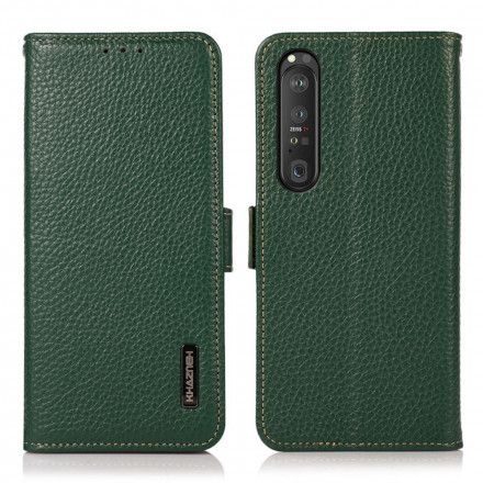 Folio Deksel Til Sony Xperia 1 III Litchi Leather Khazneh Rfid