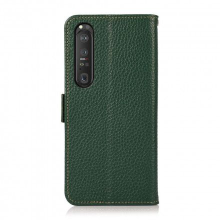 Folio Deksel Til Sony Xperia 1 III Litchi Leather Khazneh Rfid