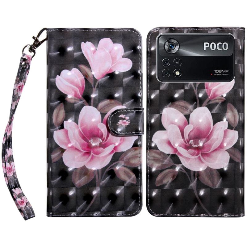 Folio Deksel Til Poco X4 Pro 5G Med Kjede Floral Strappy