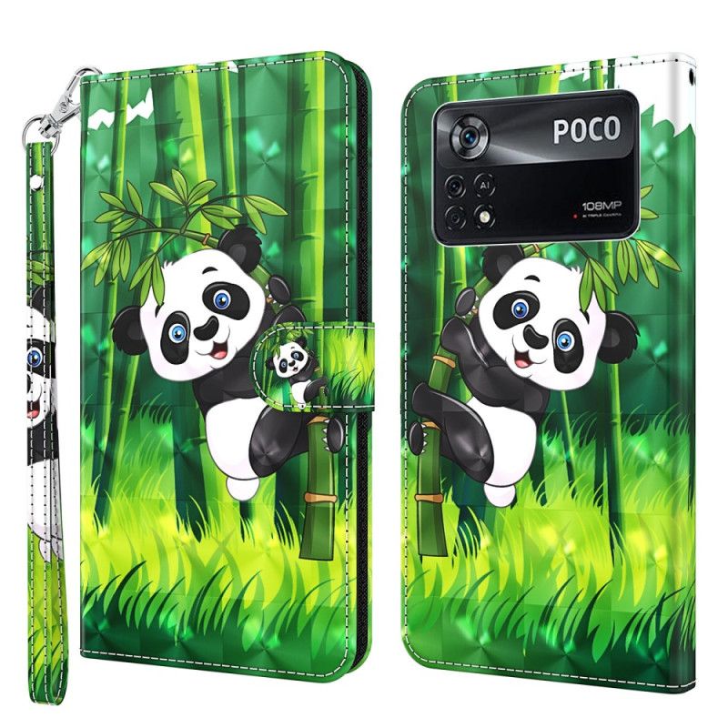 Folio Deksel Til Poco X4 Pro 5G Med Kjede Thong Panda