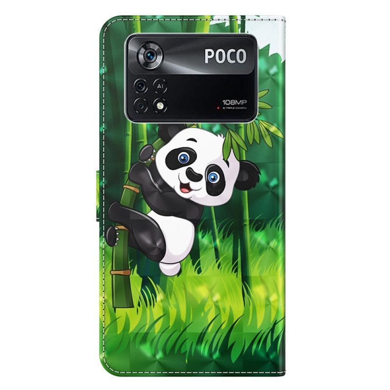 Folio Deksel Til Poco X4 Pro 5G Med Kjede Thong Panda