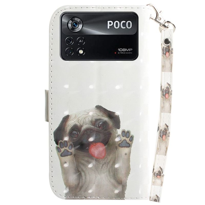 Folio Deksel Til Poco X4 Pro 5G Med Kjede Thonghund
