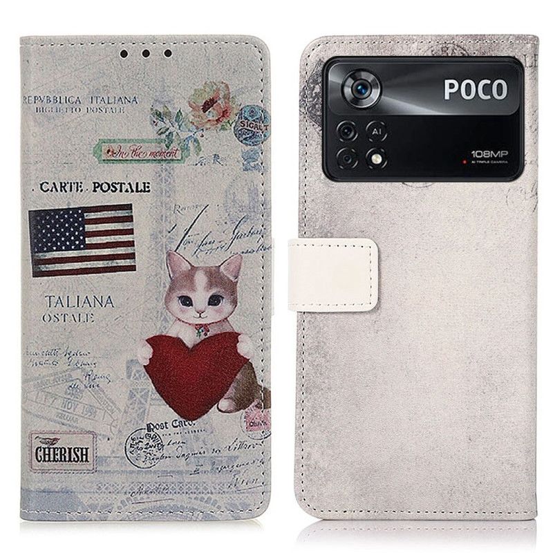 Folio Deksel Til Poco X4 Pro 5G Reisende Kat
