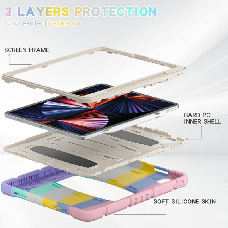 Deksel Til iPad Pro 12.9" (2021) (2020) (2018) Beskyttelse Trippel Beskyttelse Med Støttefarge