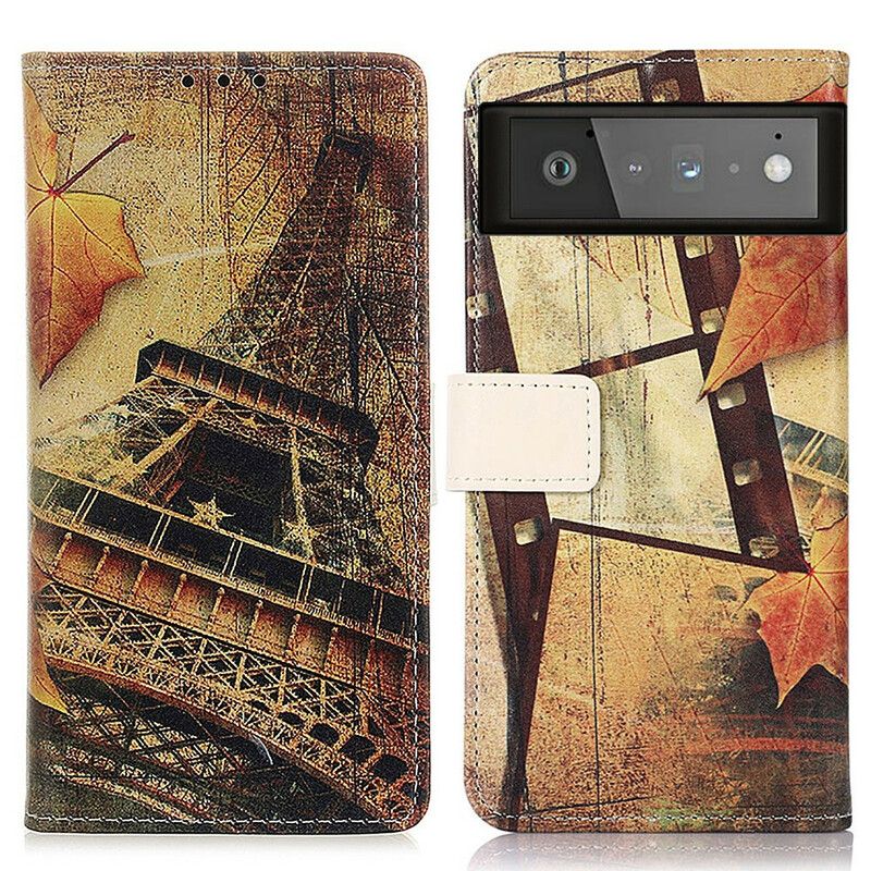 Folio Deksel Til Google Pixel 6 Eiffeltårnet Om Høsten