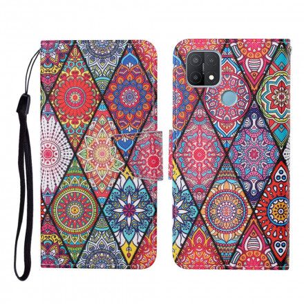 Folio Deksel Til Oppo A15 Patchwork Med Snor