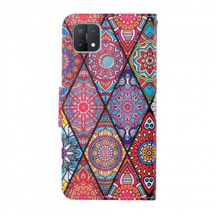 Folio Deksel Til Oppo A15 Patchwork Med Snor