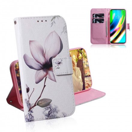 Folio Deksel Til Moto G9 Plus Gammel Roseblomst