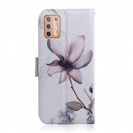 Folio Deksel Til Moto G9 Plus Gammel Roseblomst