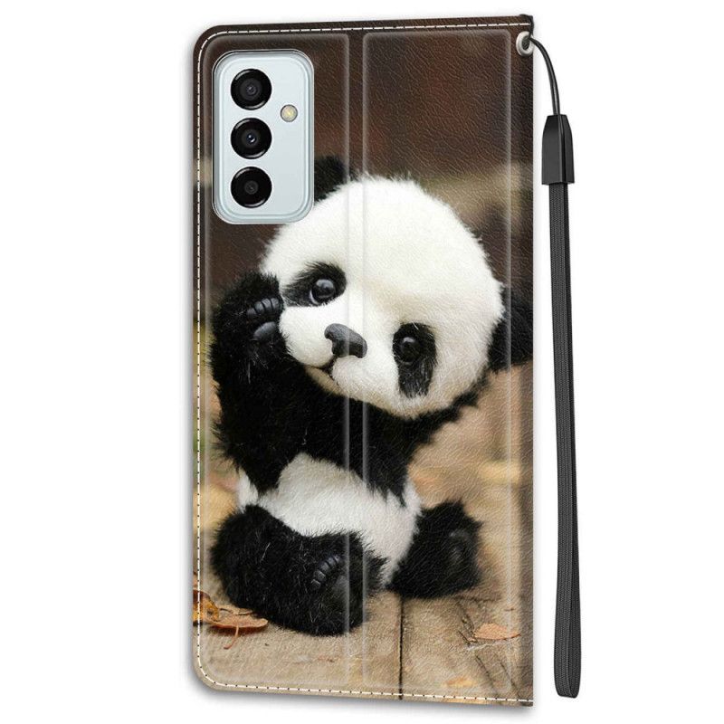 Folio Deksel Til Samsung Galaxy M23 5G Med Kjede Lille Panda Med Stropp