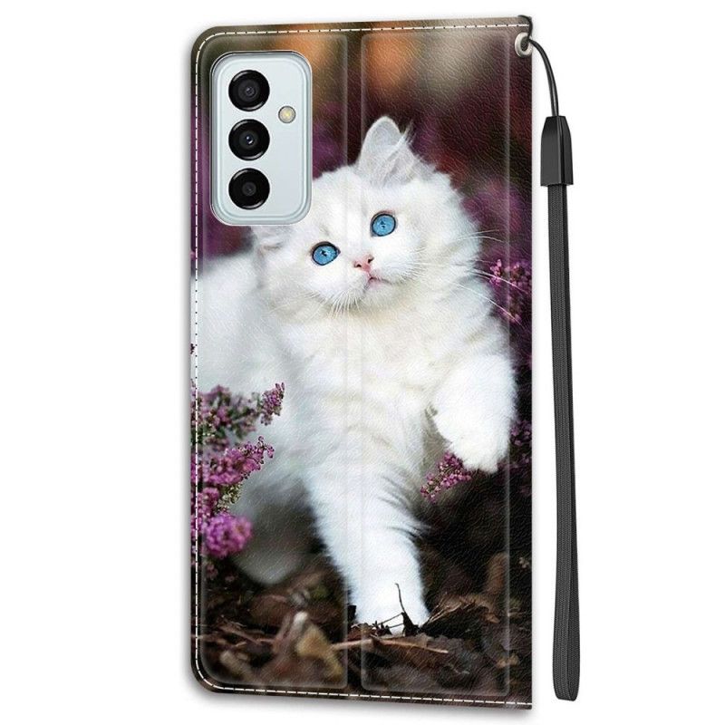 Folio Deksel Til Samsung Galaxy M23 5G Med Kjede Thong Cat Fan