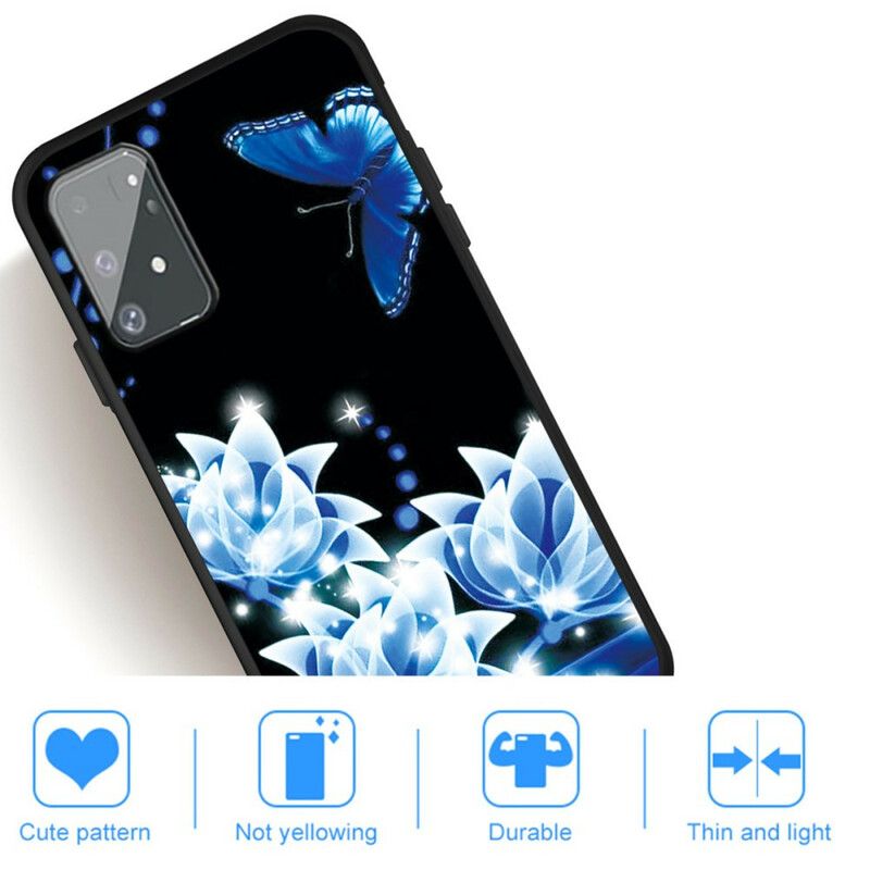 Deksel Til Samsung Galaxy S10 Lite Sommerfugl Og Blå Blomster