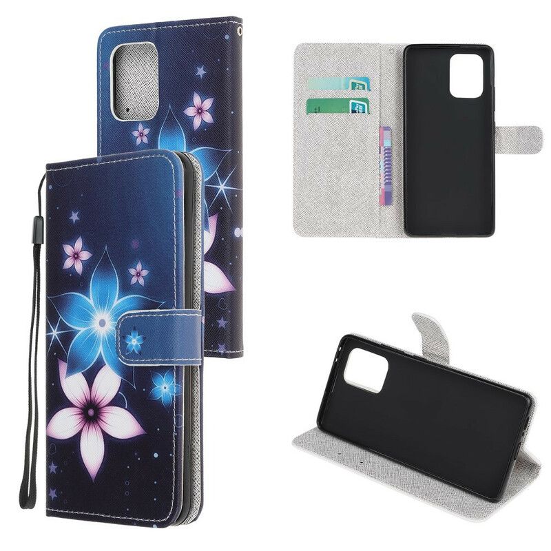 Lærdeksel Til Samsung Galaxy S10 Lite Med Kjede Lunar Strap Blomster