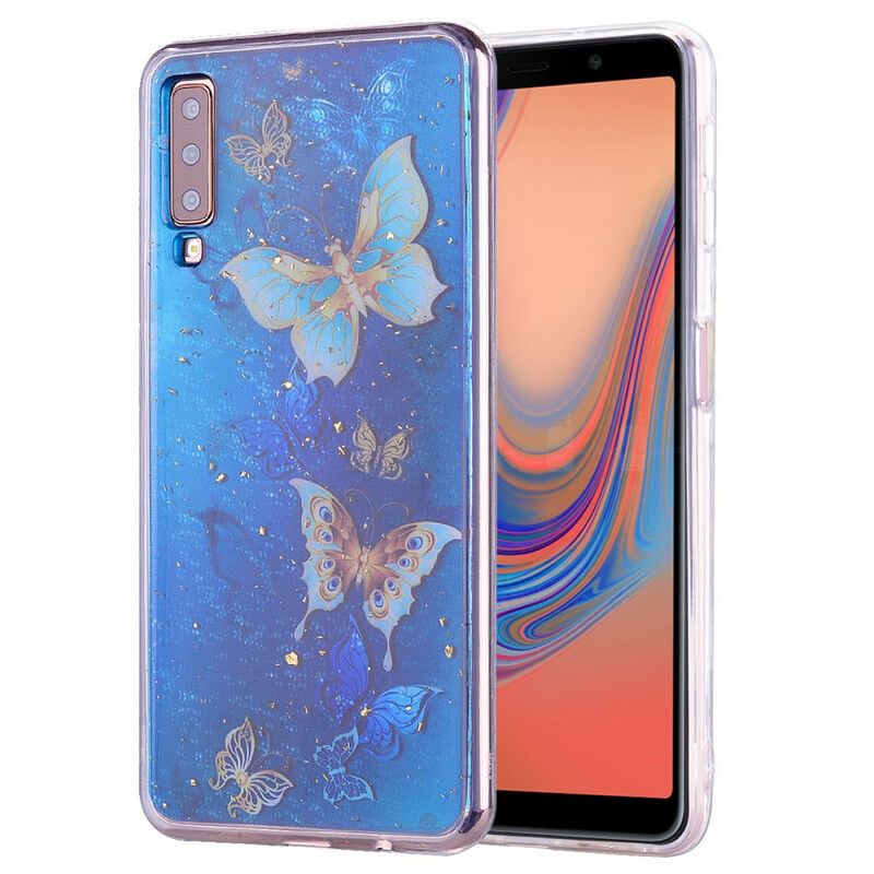 Deksel Til Samsung Galaxy A70 Sommerfugler Og Paljetter