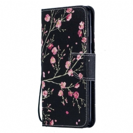 Folio Deksel Til Samsung Galaxy A70 Med Kjede Blomster Med Avtagbar Stropp