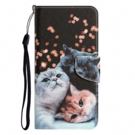Folio Deksel Til Xiaomi 12T / 12T Pro Med Kjede Tre Strappy Cats