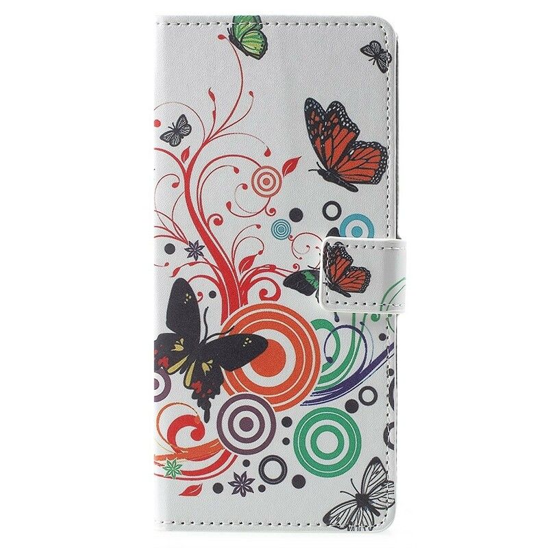 Folio Deksel Til Samsung Galaxy Note 9 Sommerfugler Og Blomster