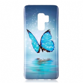 Deksel Til Samsung Galaxy S9 Fluorescerende Blå Sommerfugl