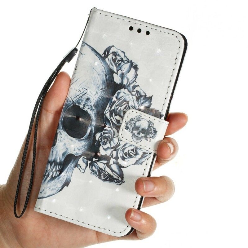 Folio Deksel Til Samsung Galaxy S9 3d Blomsterhodeskalle