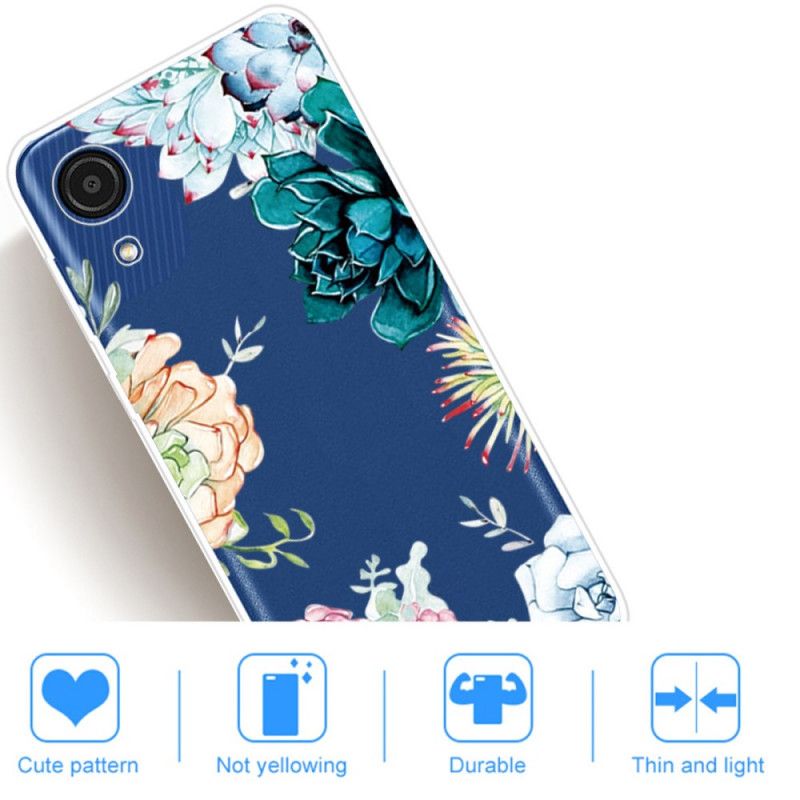 Deksel Til Samsung Galaxy A03 Core Akvarell Blå Blomster Sømløs