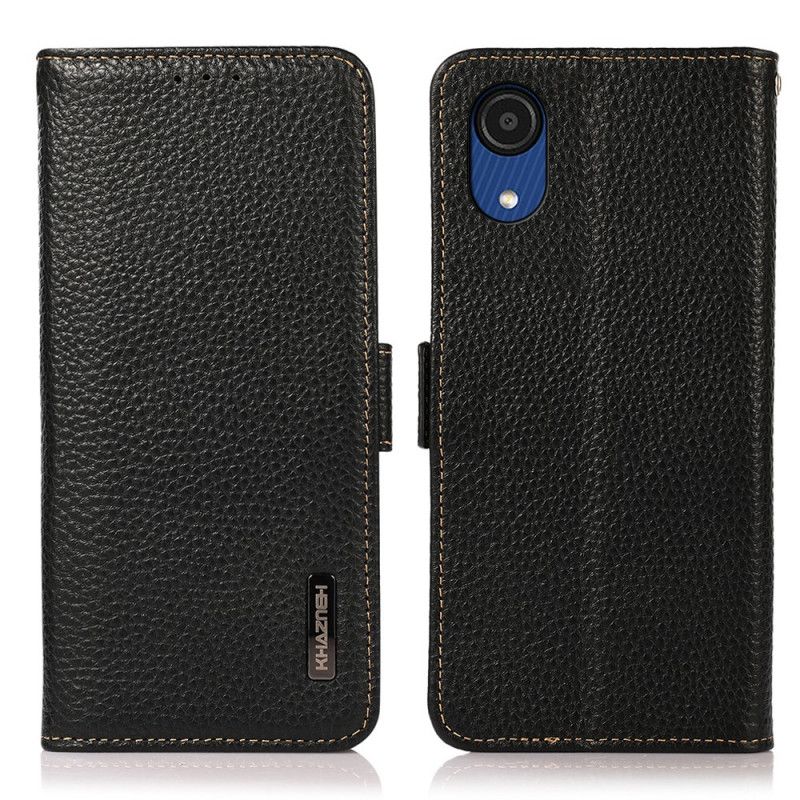 Folio Deksel Til Samsung Galaxy A03 Core Litchi Leather Khazneh Rfid