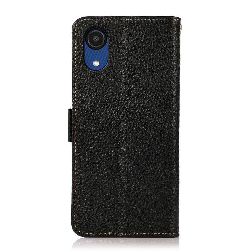 Folio Deksel Til Samsung Galaxy A03 Core Litchi Leather Khazneh Rfid