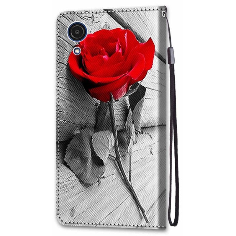 Folio Deksel Til Samsung Galaxy A03 Core Med Kjede Romantisk Strappy Rose