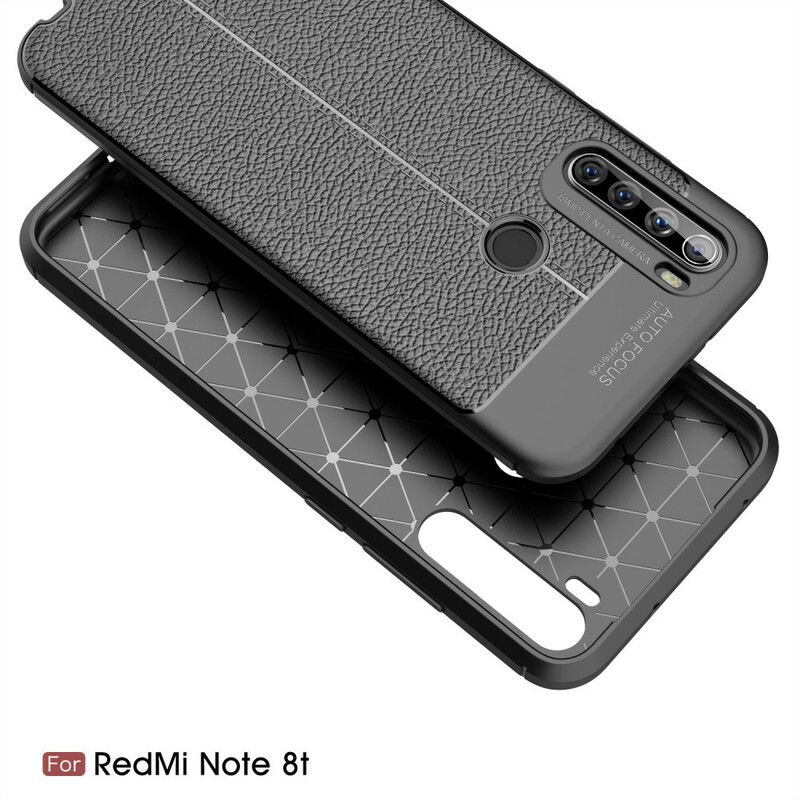 Deksel Til Xiaomi Redmi Note 8T Dobbel Linje Litchi Leather Effect