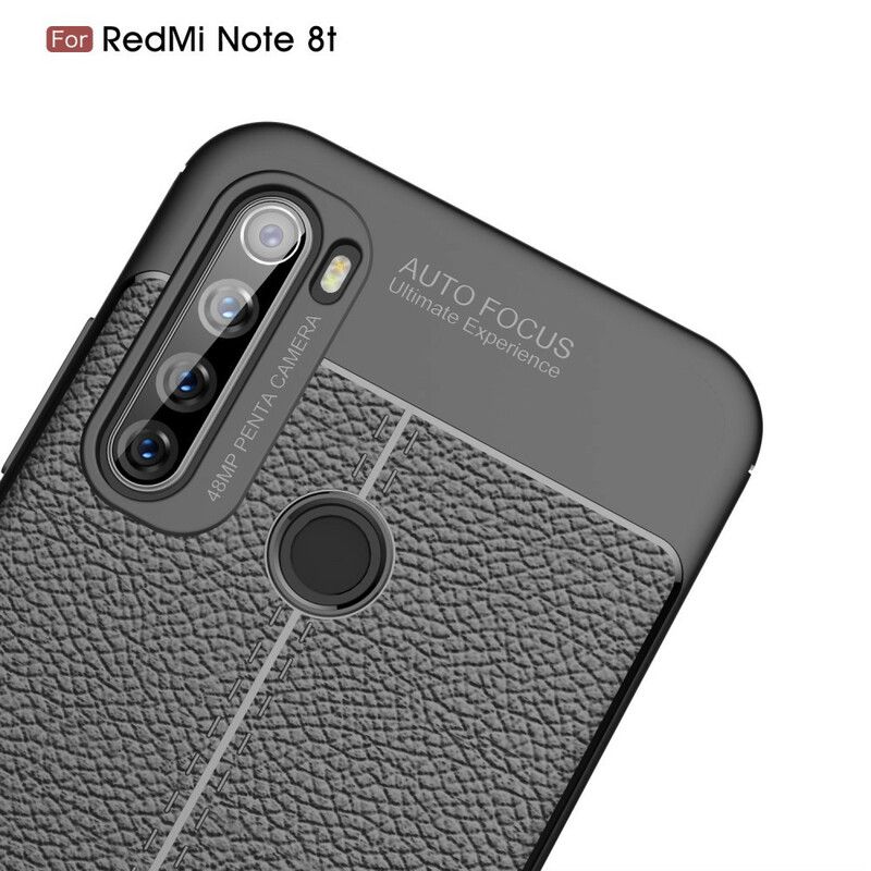 Deksel Til Xiaomi Redmi Note 8T Dobbel Linje Litchi Leather Effect